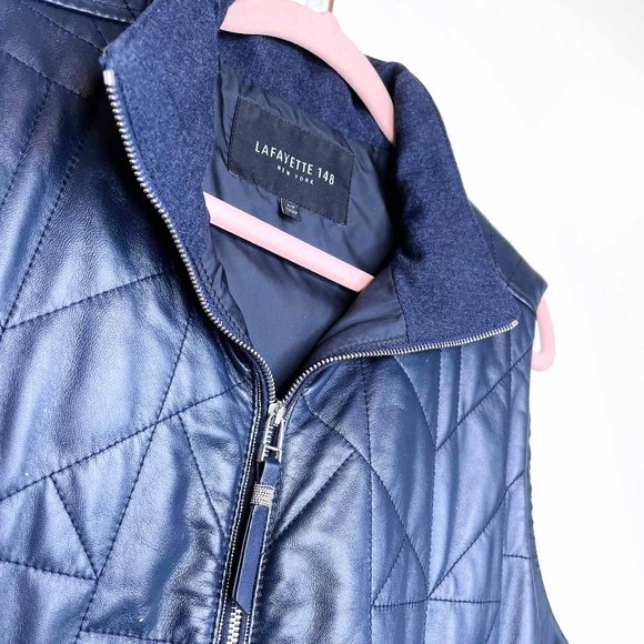 Lafayette 148 leather quilted vest - size large - Picture 5 of 10